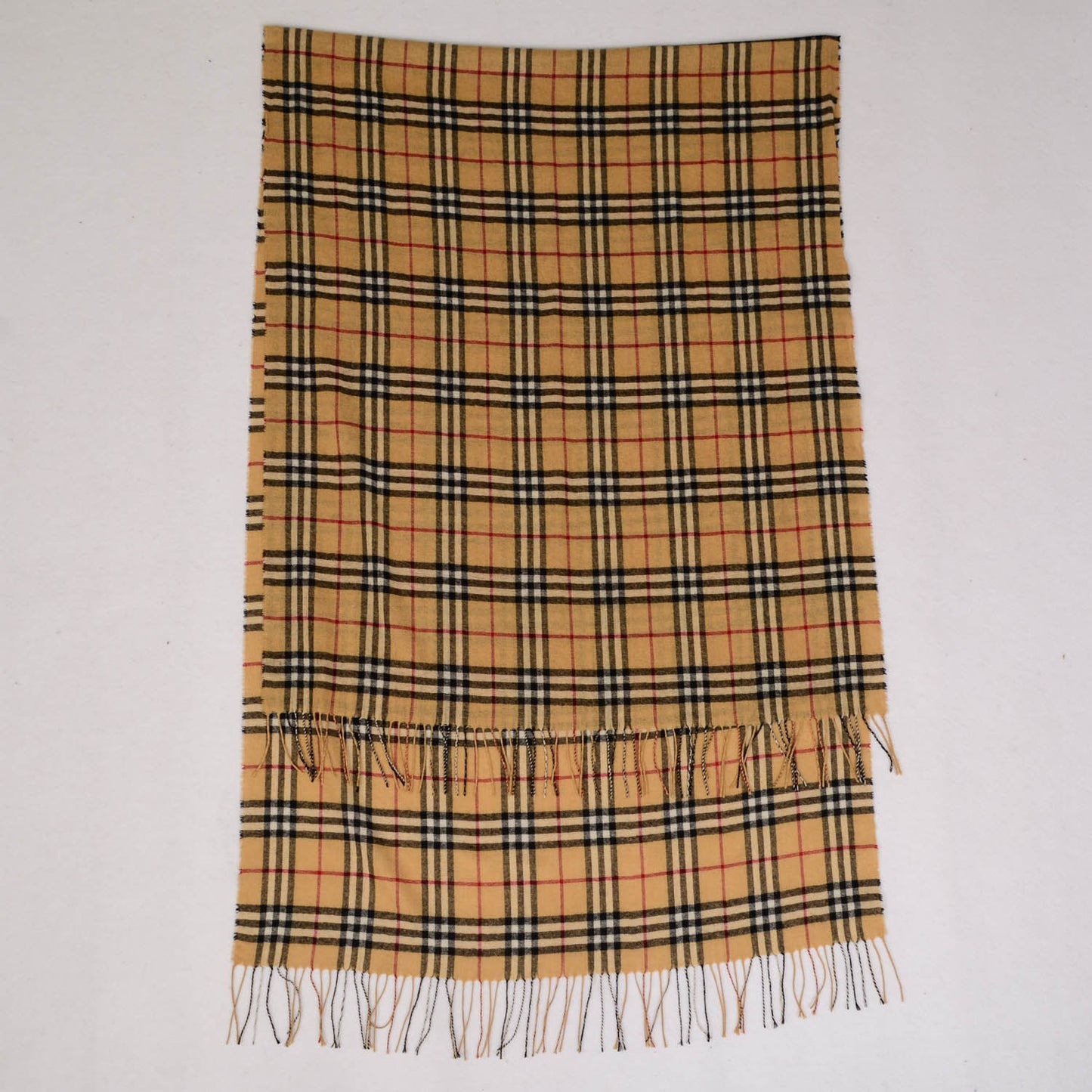 Cashmere House Check Shawl Camel