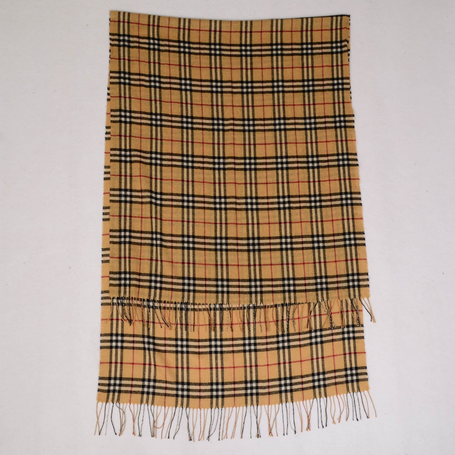Burberry Cashmere House Check Shawl Camel 4 of 4