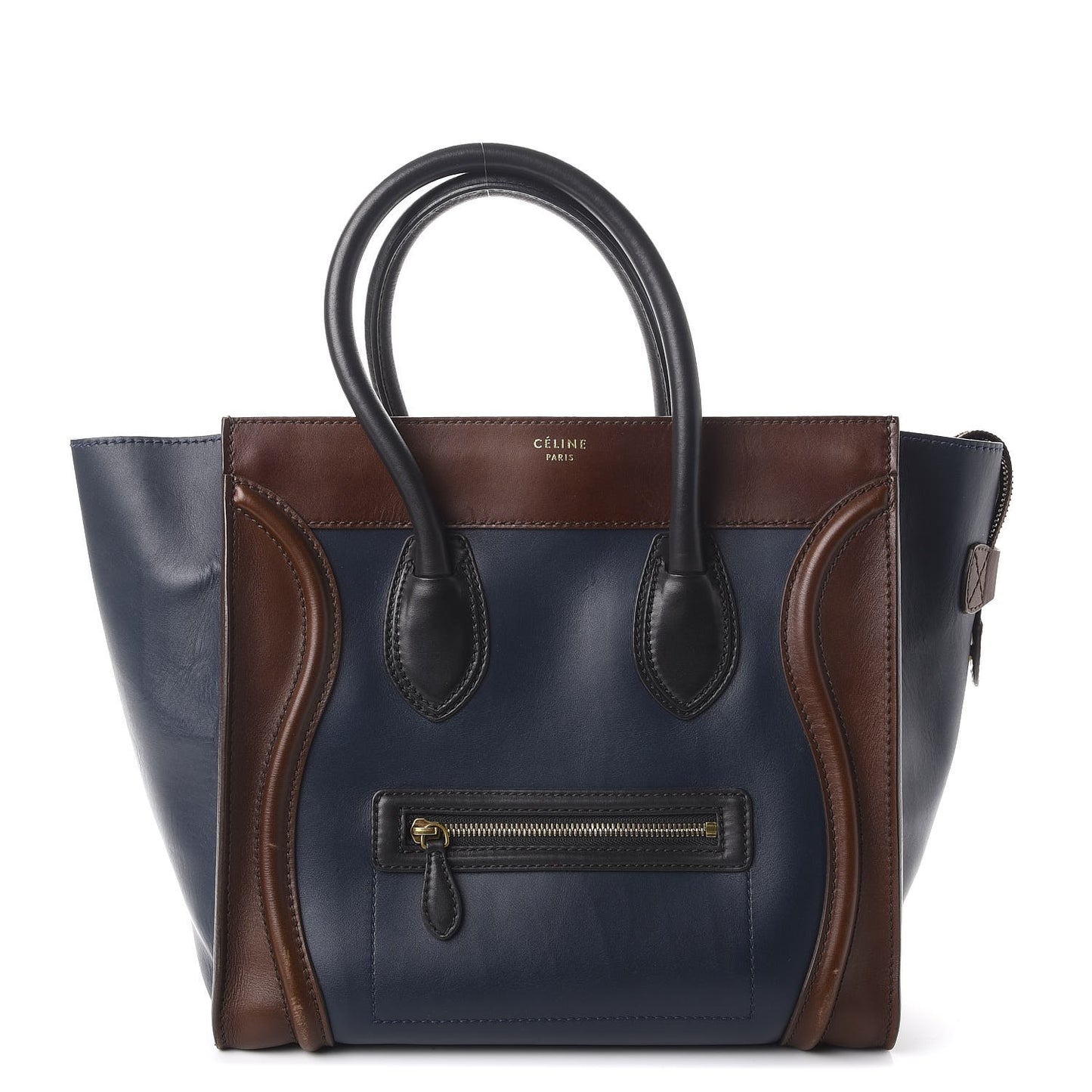 Smooth Calfskin Mini Tri-Color Luggage Navy Blue