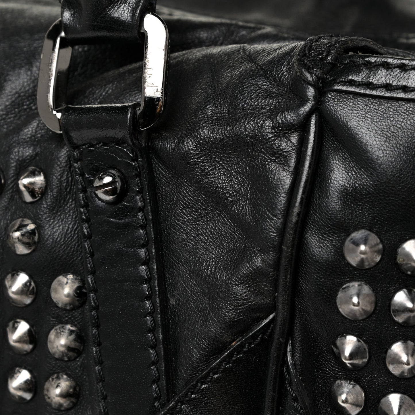 Lambskin Studded Small Edenham Satchel Black