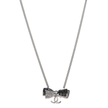 Chanel Crystal CC Bow Necklace Black 1 of 5