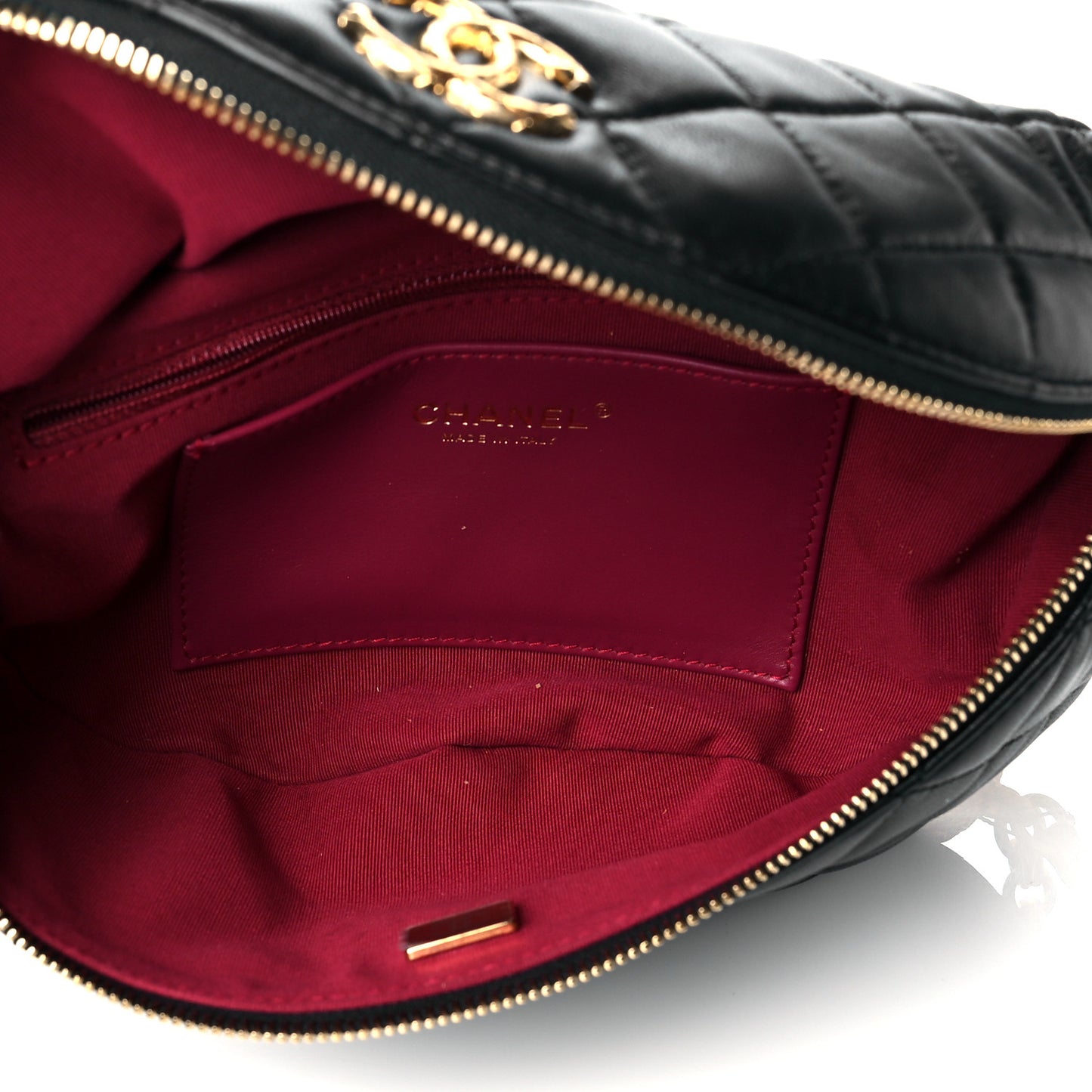 Lambskin Pearl Quilted CC Belt Bag Black