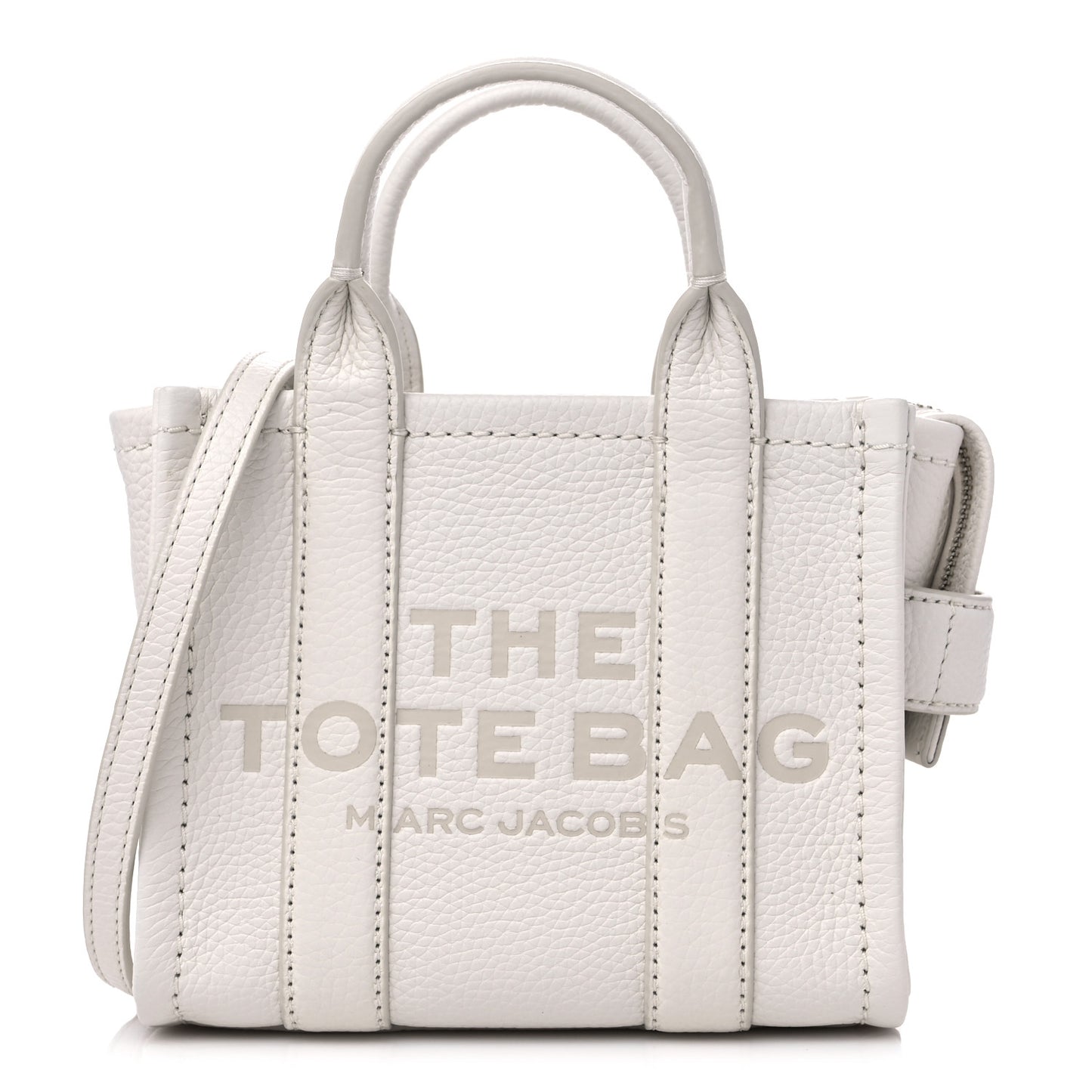 Grained Calfskin Micro The Tote Bag Cotton Silver