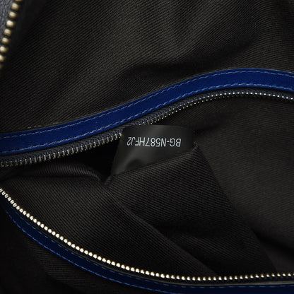 Valentino Garavani Mens Calfskin Rockstud Striped Holdall Duffle Navy 8 of 13