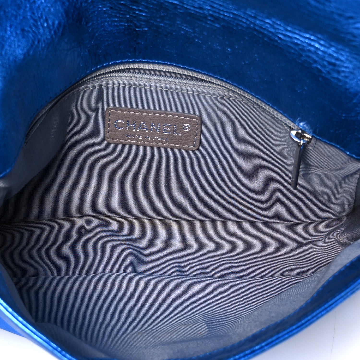 Chanel Metallic Cracked Calfskin Modern Chain Flap Bag Blue 5 of 11