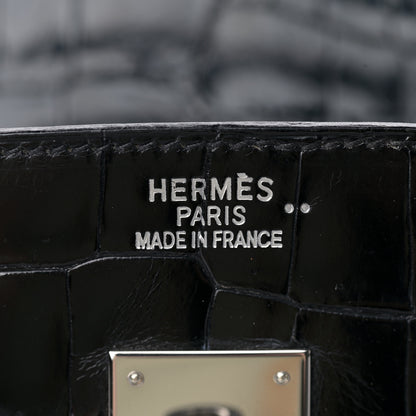 Hermes Shiny Niloticus Crocodile Birkin 35 Black 22 of 37