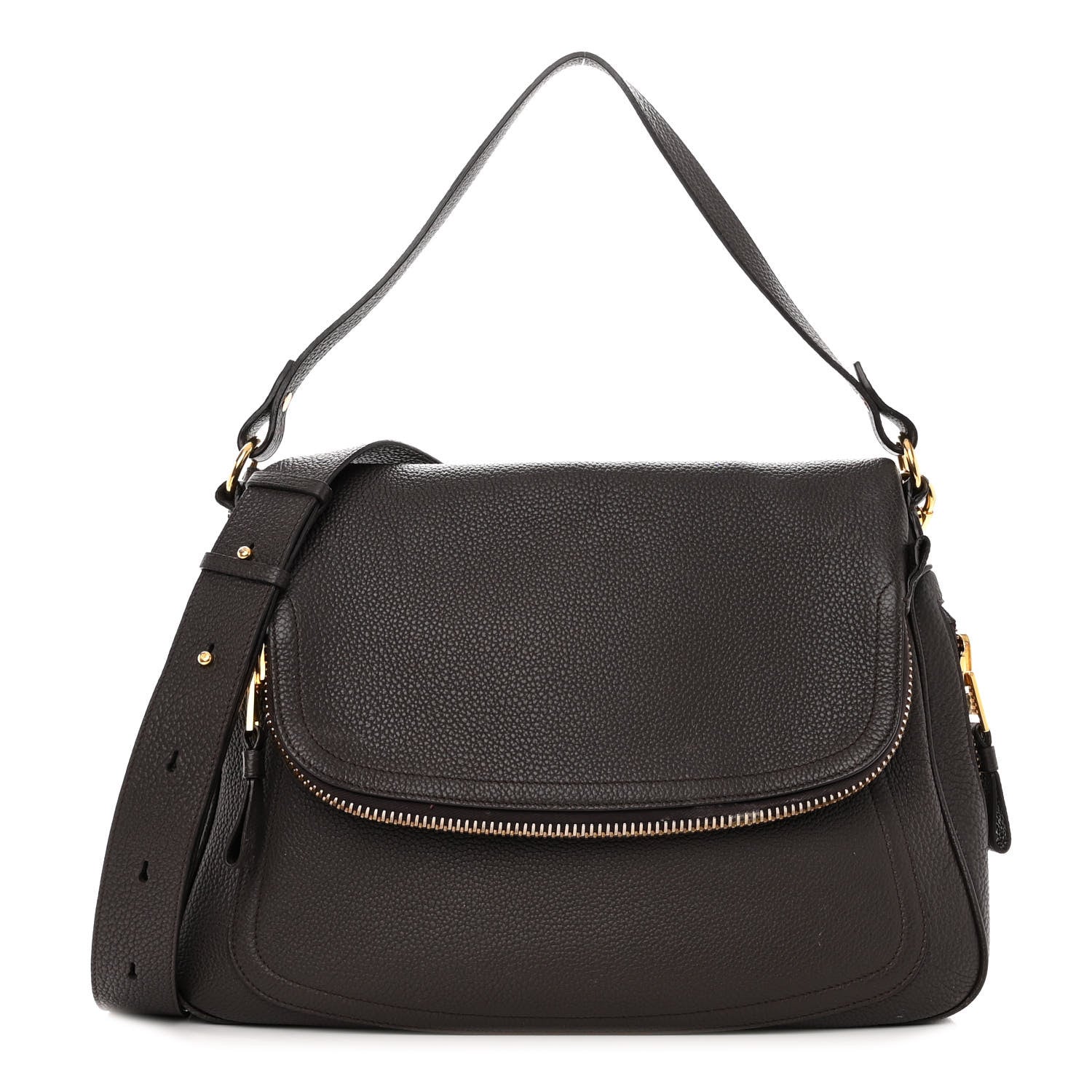 Tom Ford Pebbled Calfskin Large Jennifer Dark Brown 1 of 12