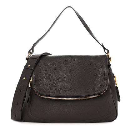 Tom Ford Pebbled Calfskin Large Jennifer Dark Brown 1 of 12