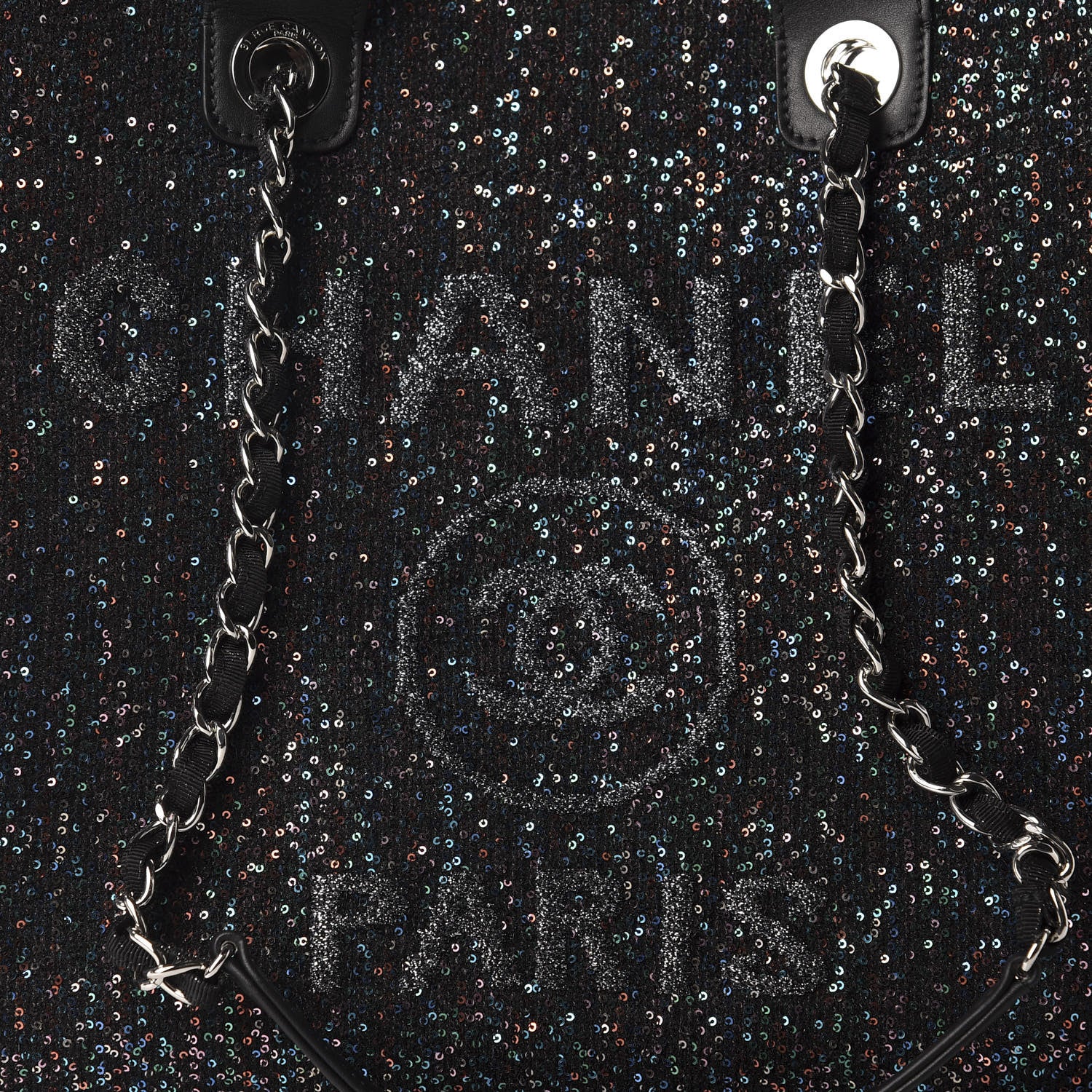Chanel Calfskin Sequin Medium Deauville Tote Black 10 of 10
