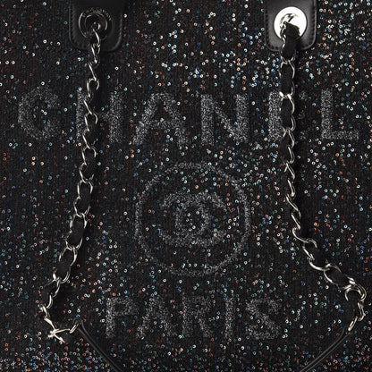 Chanel Calfskin Sequin Medium Deauville Tote Black 10 of 10