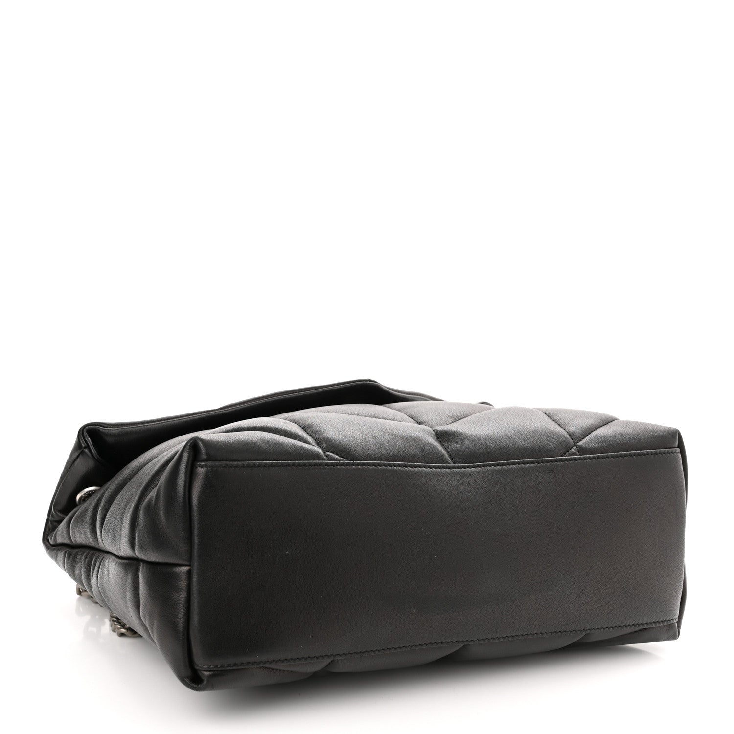 Saint Laurent Lambskin Quilted Medium Loulou Puffer Monogram Chain Satchel Black 4 of 11