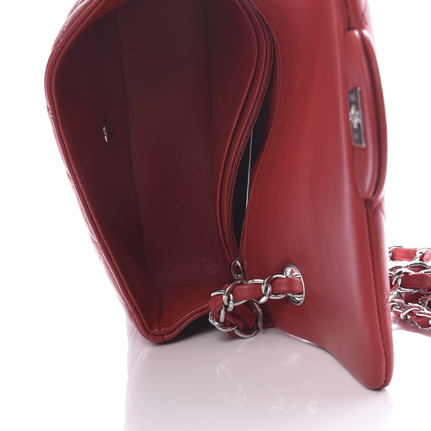Lambskin Quilted Mini Rectangular Flap Red