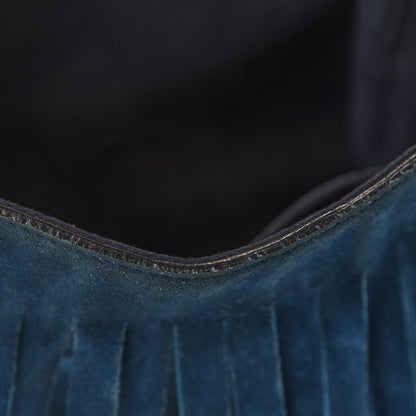 Burberry Prorsum Suede Fringe Bucket Bag Blue 8 of 11