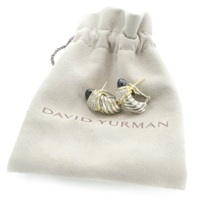 David Yurman Sterling Silver and 18k Diamond Onyx Albion Cable Twist Earrings 4 of 4