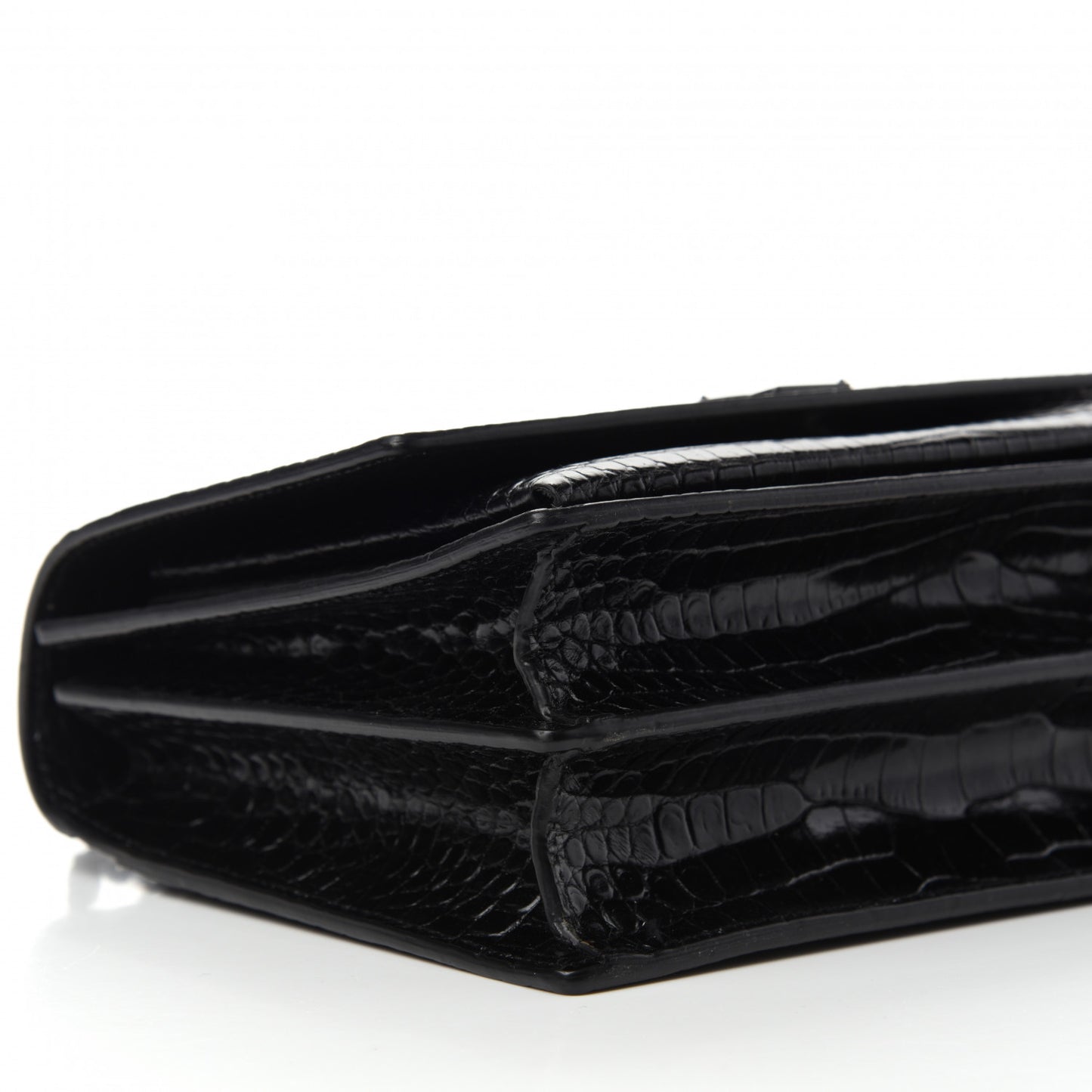 Calfskin Crocodile Embossed Medium Monochrome Monogram Sunset Black