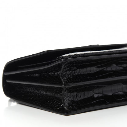 Saint Laurent Calfskin Crocodile Embossed Medium Monochrome Monogram Sunset Black 9 of 10