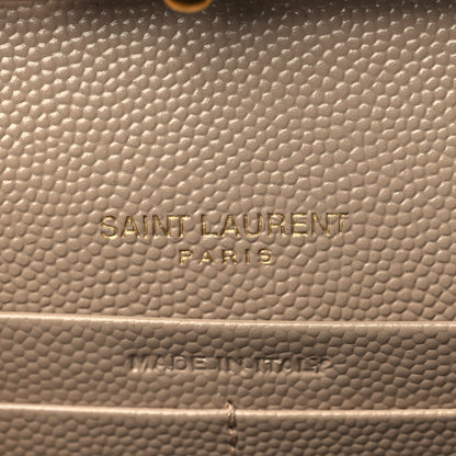 Saint Laurent Grain De Poudre Mixed Matelasse Triquilt Monogram Chain Wallet Dark Beige 6 of 8