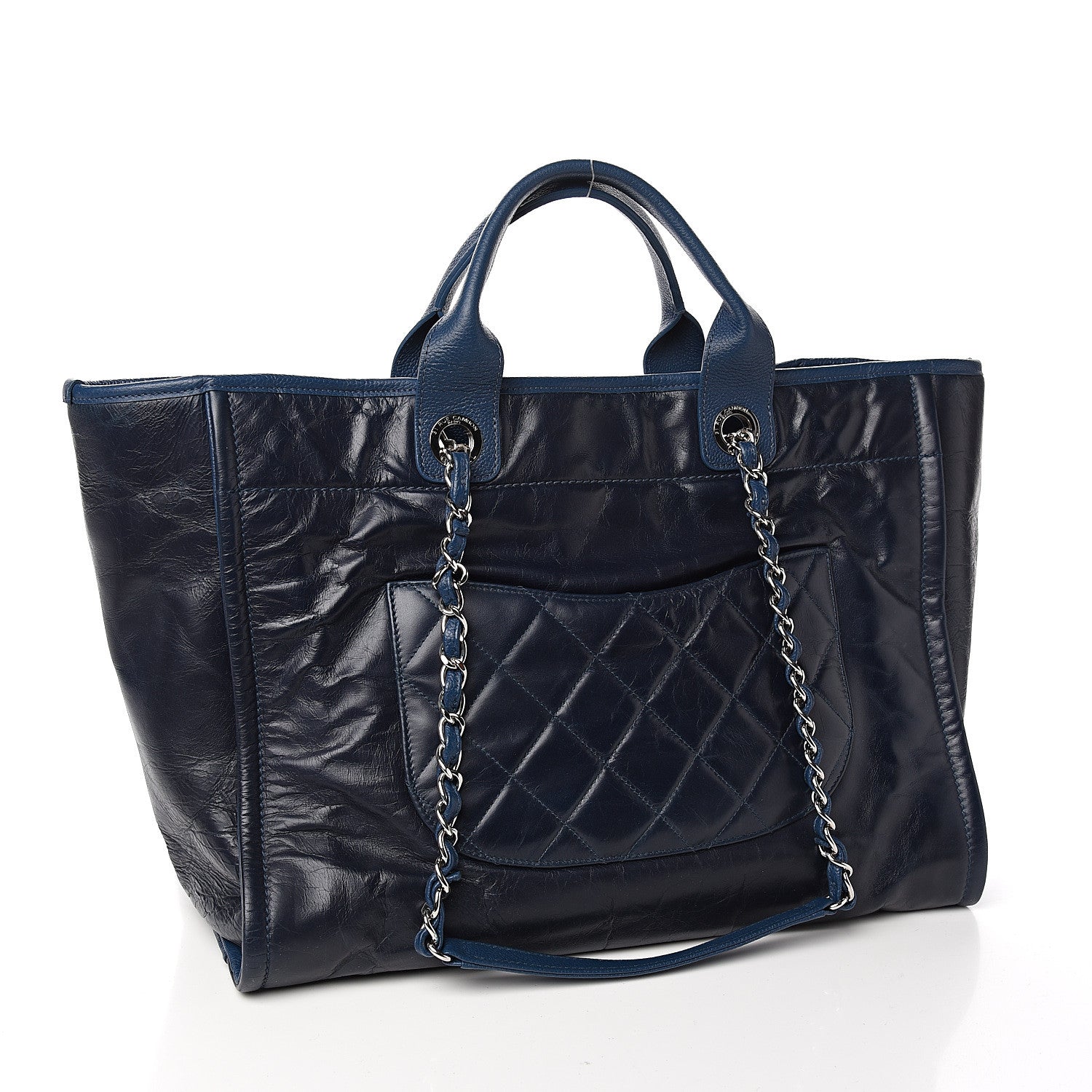 Chanel Glazed Calfskin Medium Deauville Tote Blue 2 of 10