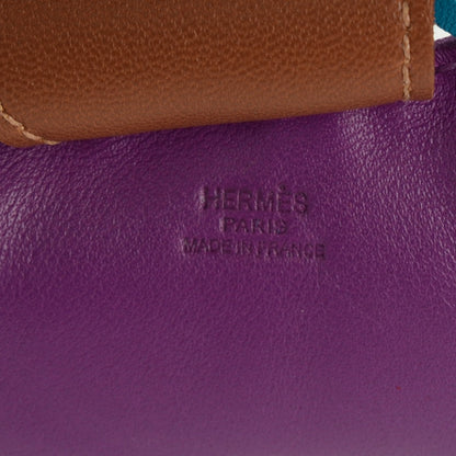 Hermes Milo Lambskin Grigri Rodeo Horse Bag Charm GM Anemone Bleu Izmir Fauve 3 of 4