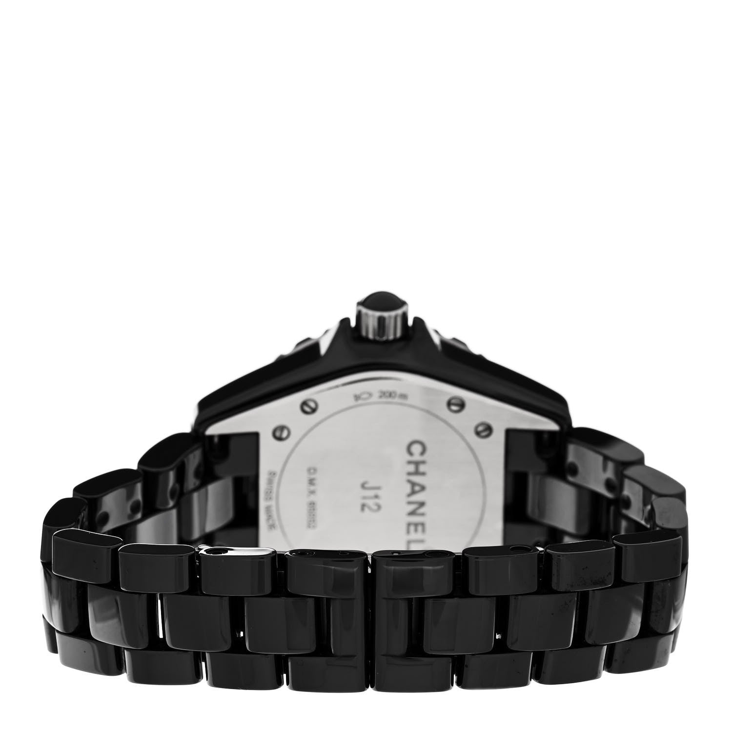 Chanel Stainless Steel Ceramic Diamond 33mm J12 Quartz Watch Black 3 of 4