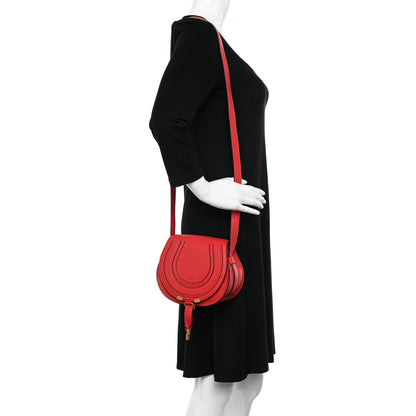 Chloe Grained Calfskin Small Marcie Saddle Bag Red 2 of 9
