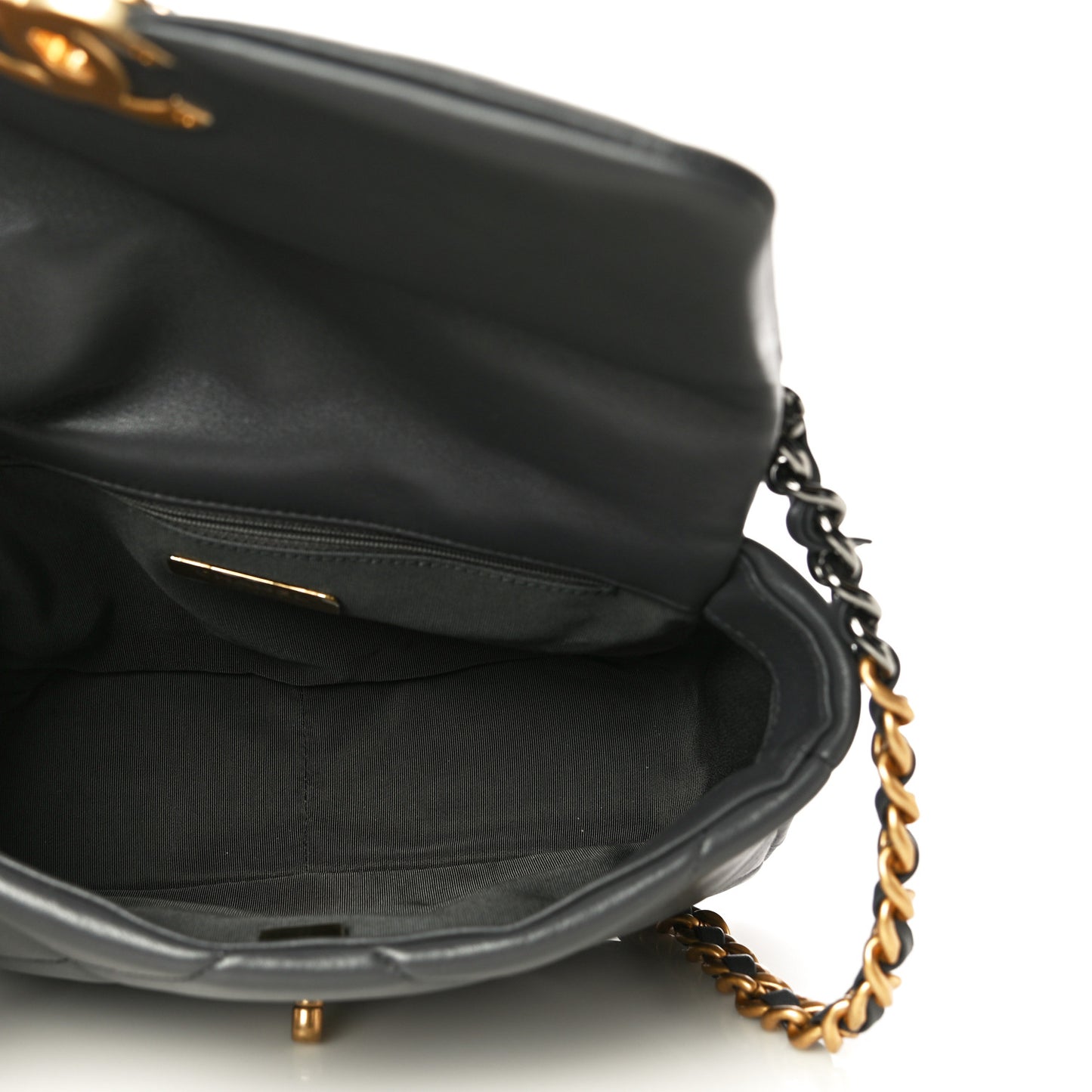 Lambskin Quilted Medium Chanel 19 Flap Dark Grey