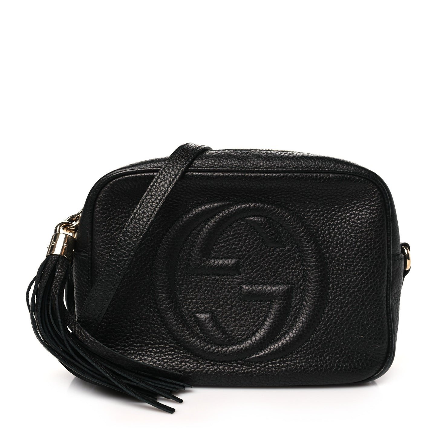 Pebbled Calfskin Small Soho Disco Bag Black