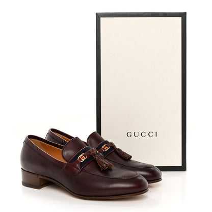 Gucci Calfskin Web Interlocking G Mens Tassel Loafers 7 Ruby Bordeaux 17 of 17