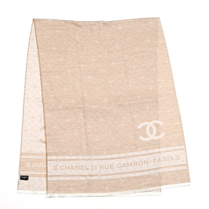 Chanel Cotton Cashmere Silk 31 Rue Cambon CC Logo Stole Beige 3 of 5