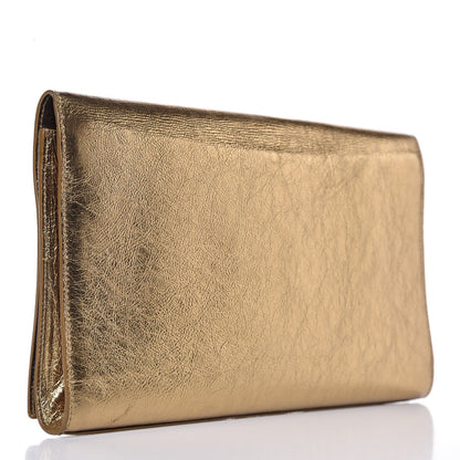 Saint Laurent Metallic Calfskin Monogram Large Belle De Jour Clutch Gold 3 of 7