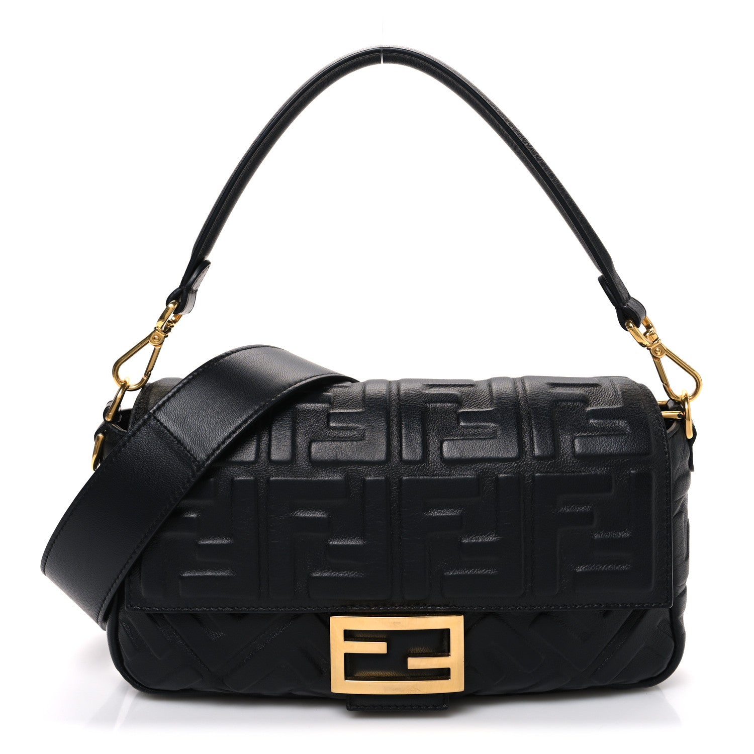 Fendi Nappa FF 1974 Embossed Baguette Black 1 of 10