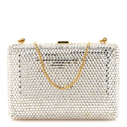 Judith Leiber Swarovski Crystal Minaudiere Clutch Silver Gold 1 of 11