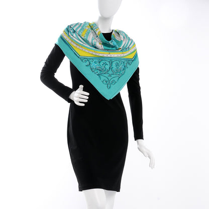 Hermes Silk Astrologie Scarf 90 Aqua Vert Anis Blanc 2 of 5