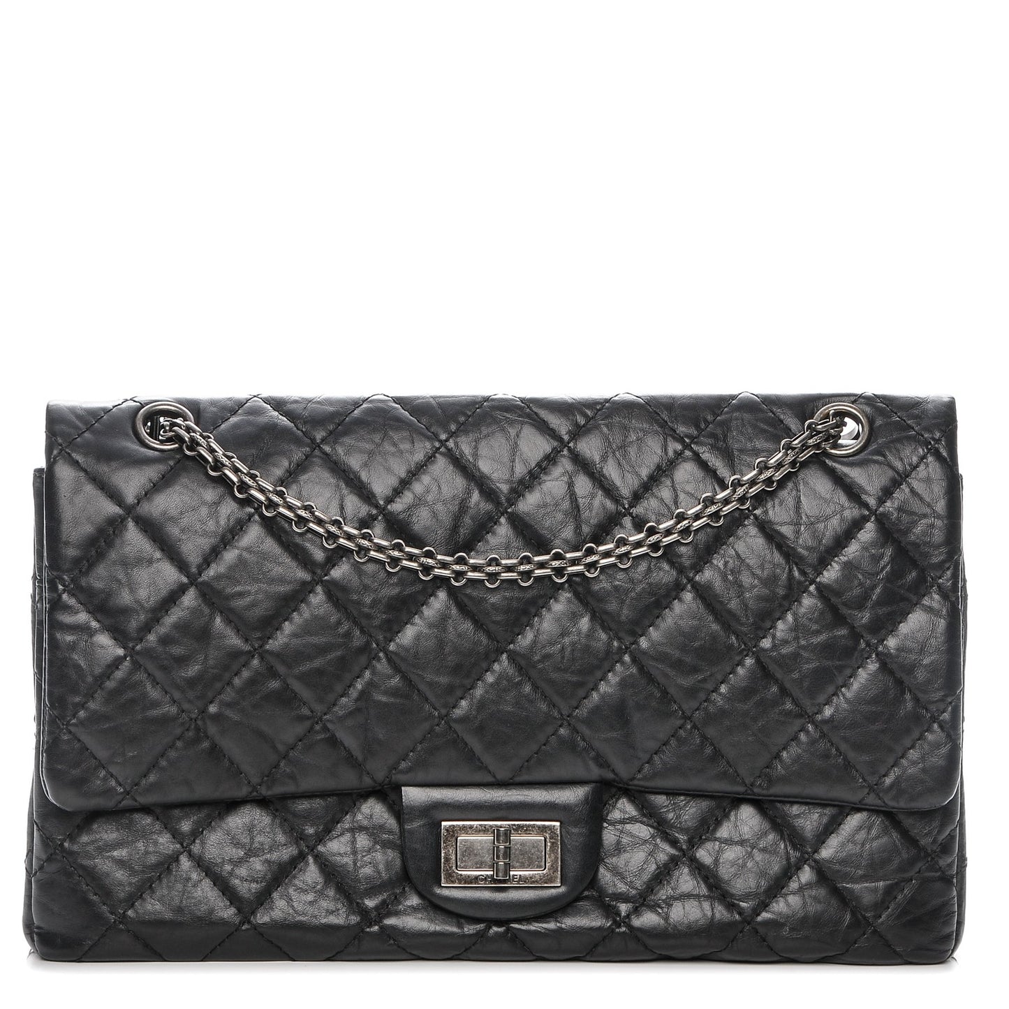 Aged Calfskin Quilted 2.55 Reissue 227 Flap Black