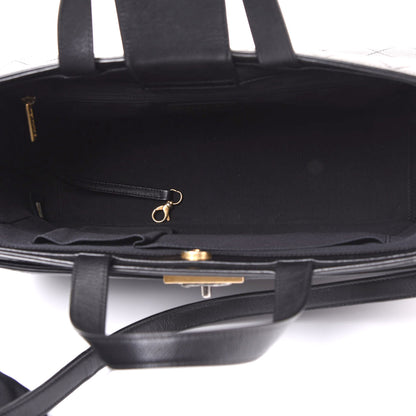 Chanel Calfskin Stitched Large Straight Lines Shopping Tote Black 4 of 12