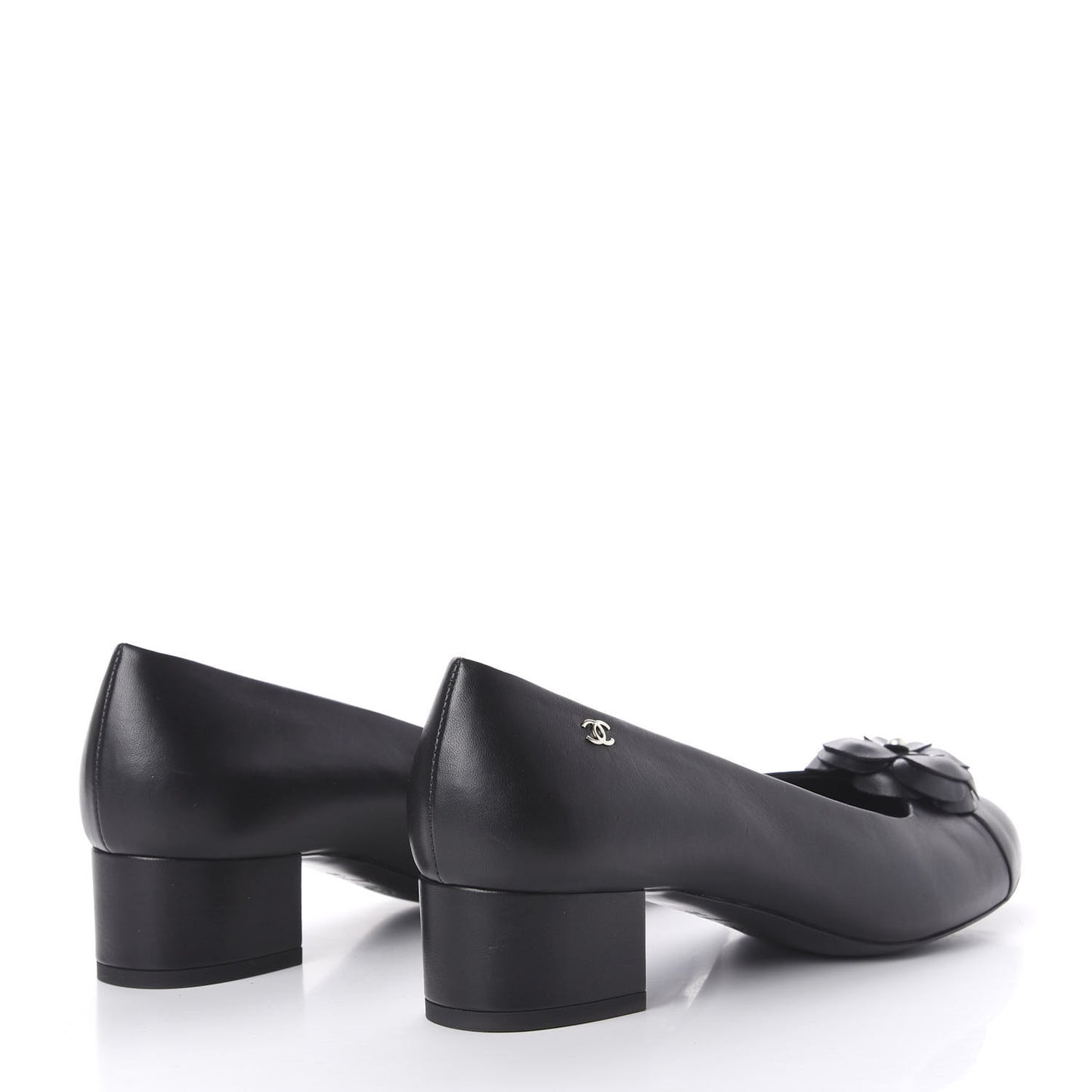Lambskin Pearl Camellia Cap Toe Pumps 38.5 Black