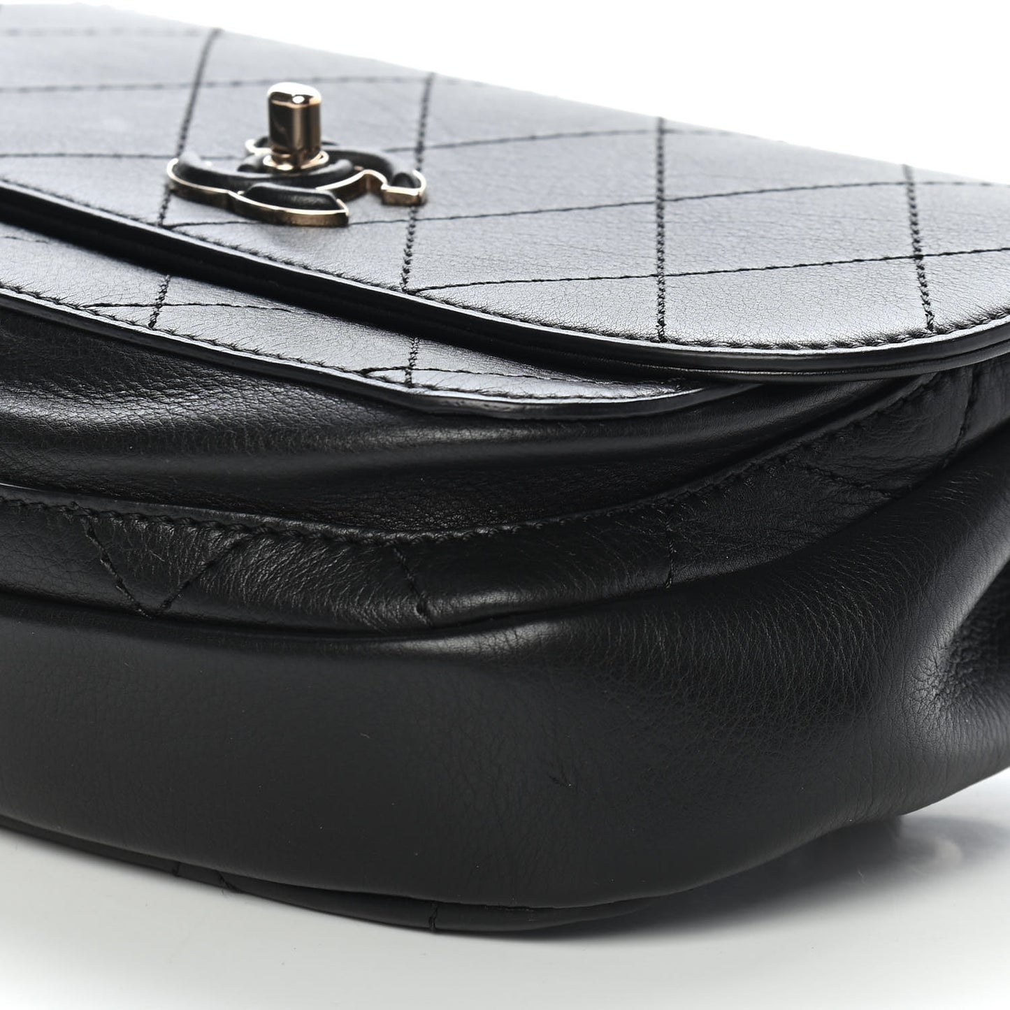 Calfskin Stitched Coco Curve Waist Bag Black