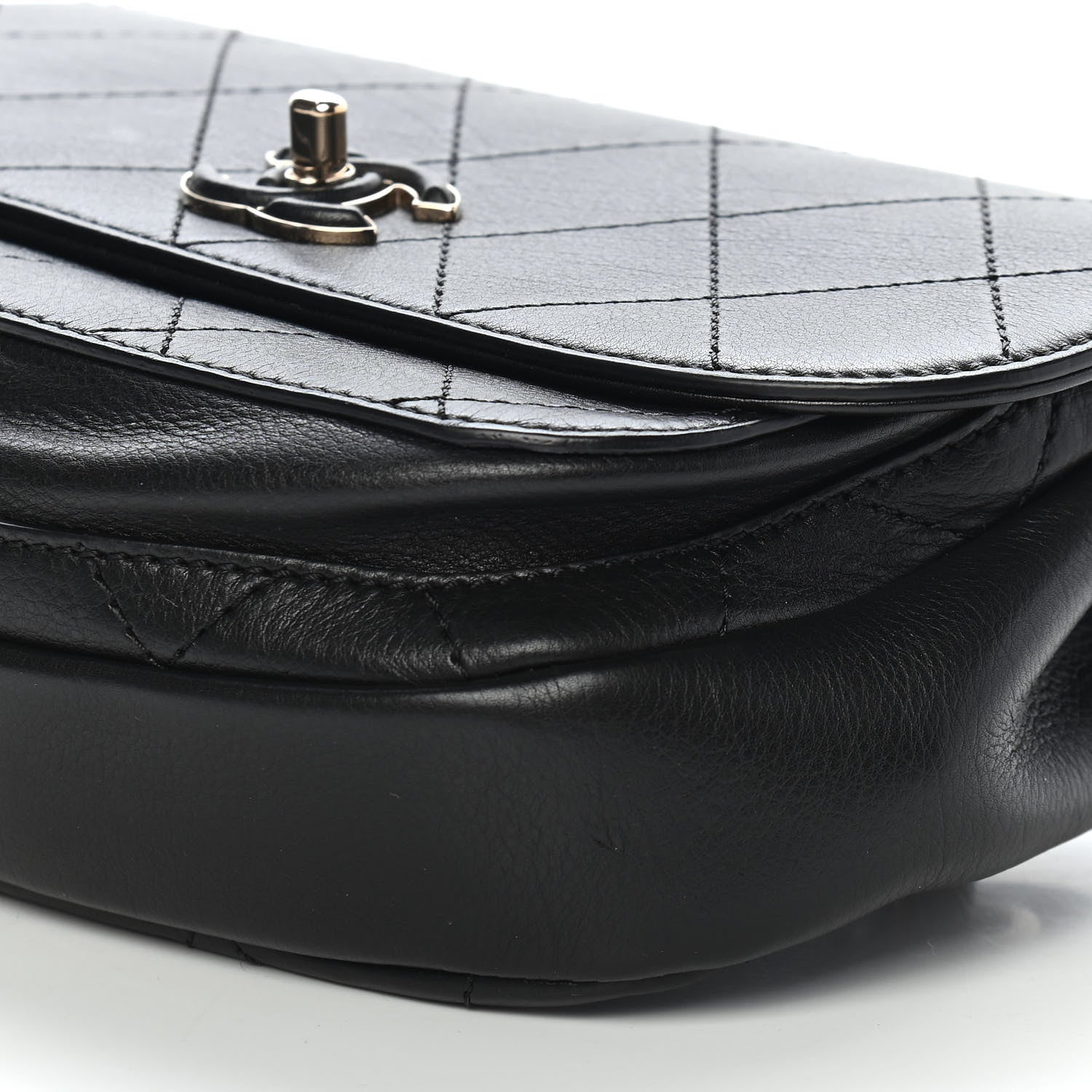 Chanel Calfskin Stitched Coco Curve Waist Bag Black 9 of 10