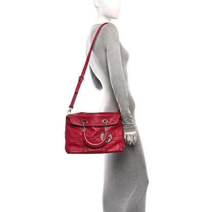 Christian Dior Lambskin Cannage Medium Granville Tote Red 2 of 10