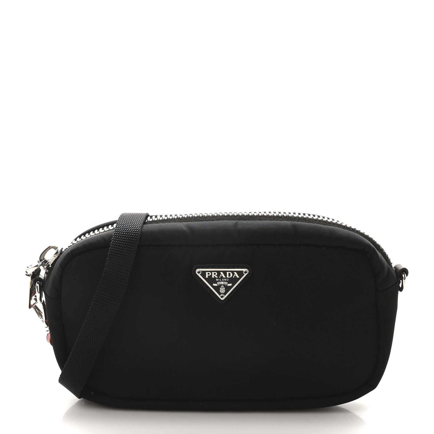 Prada Tessuto Soft Nylon Small Convertible Crossbody Wristlet Black Fuoco 1 of 10