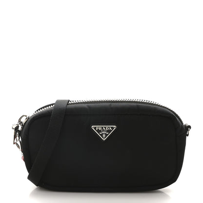 Prada Tessuto Soft Nylon Small Convertible Crossbody Wristlet Black Fuoco 1 of 10