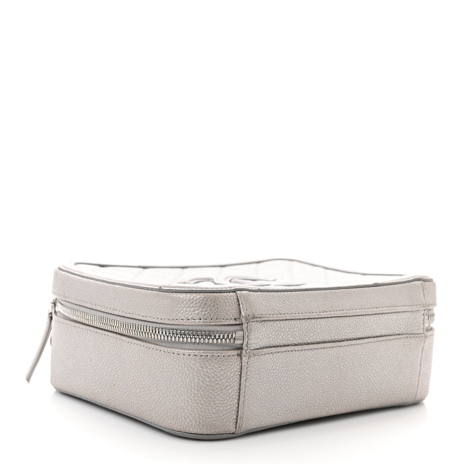 Chanel Metallic Caviar Quilted Medium CC Filigree Vanity Case Silver 4 of 11