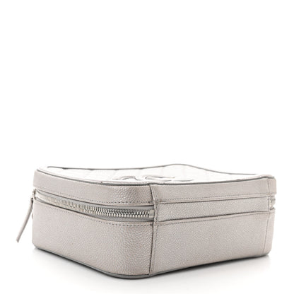 Chanel Metallic Caviar Quilted Medium CC Filigree Vanity Case Silver 4 of 11