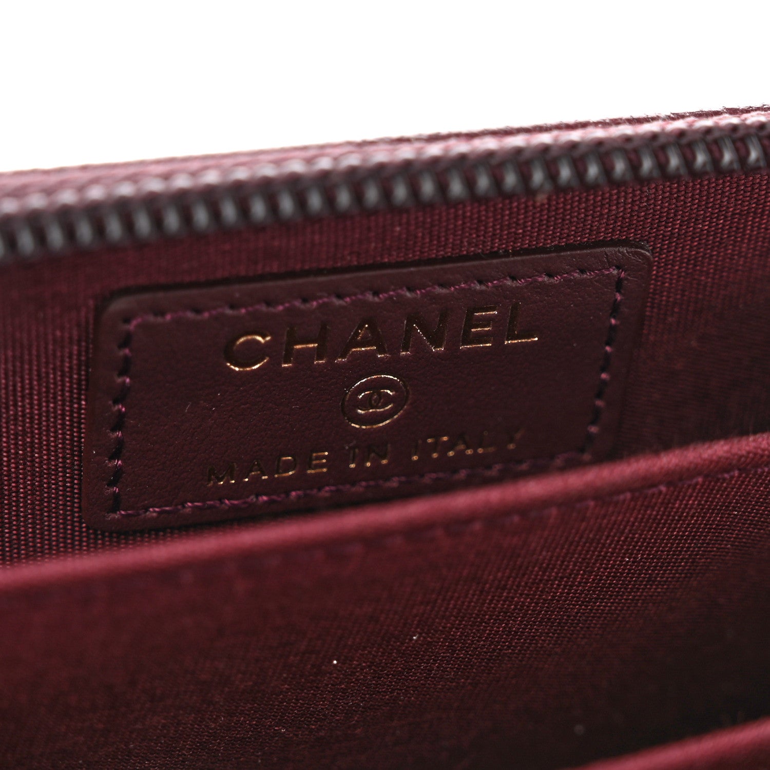 Chanel Caviar Quilted Boy Zip Around Coin Purse Wallet Dark Purple 6 of 7