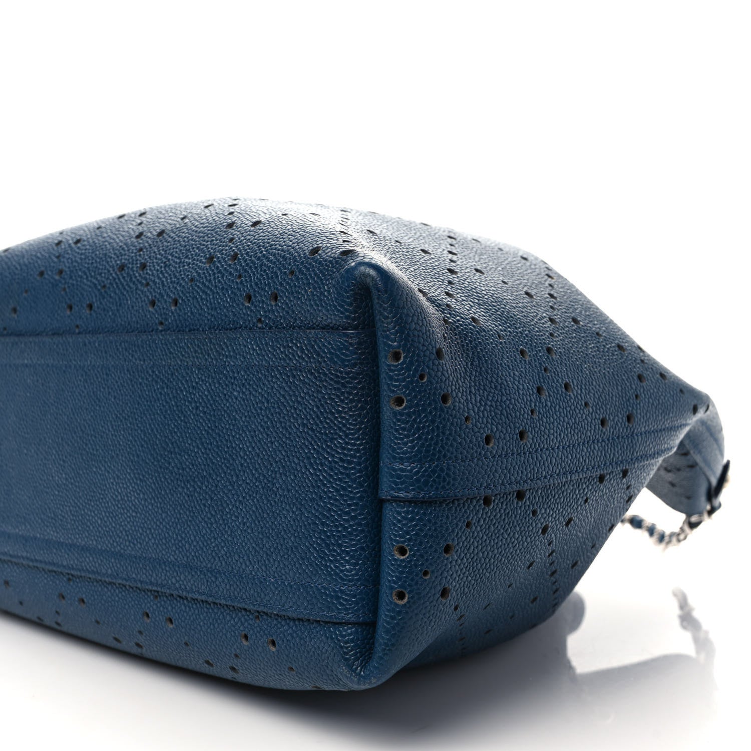 Chanel Caviar Perforated Large Drawstring CC Bag Blue 9 of 11