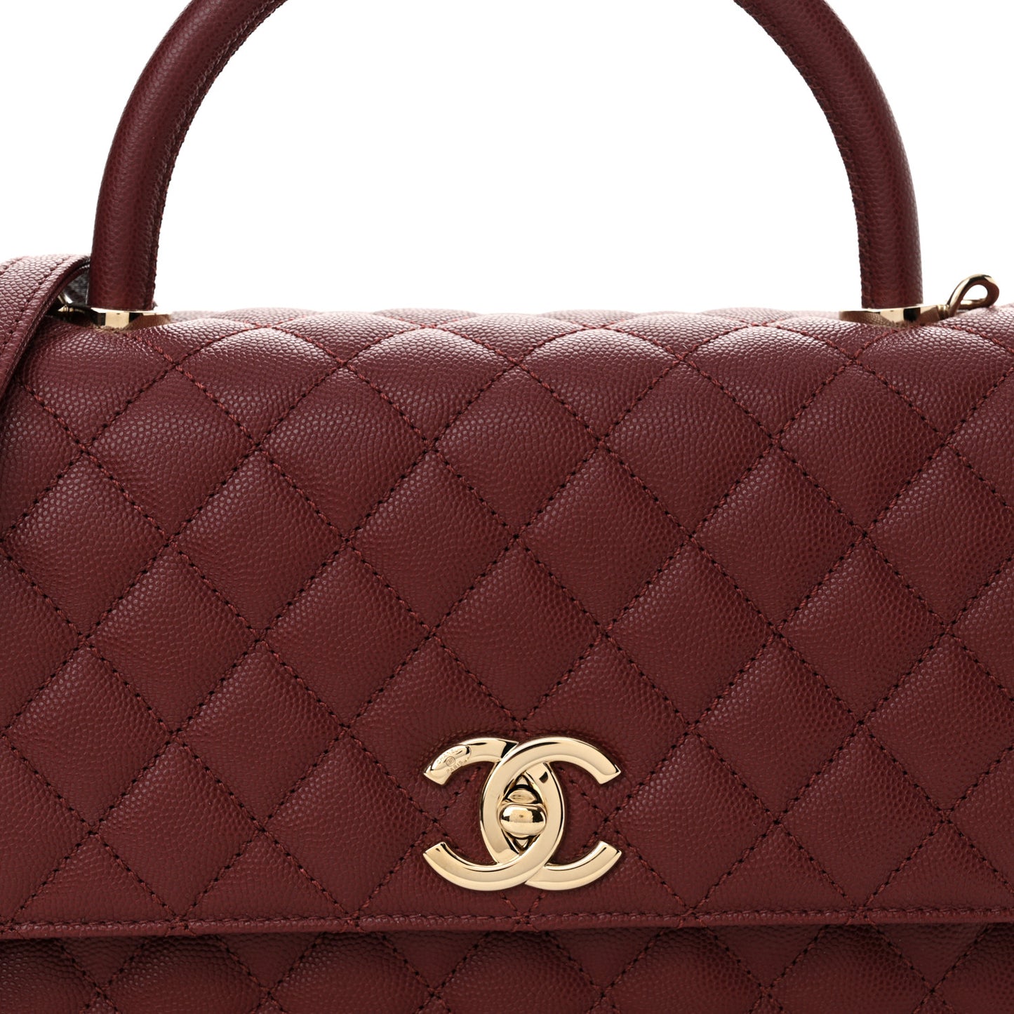 Caviar Quilted Small Coco Handle Flap Burgundy
