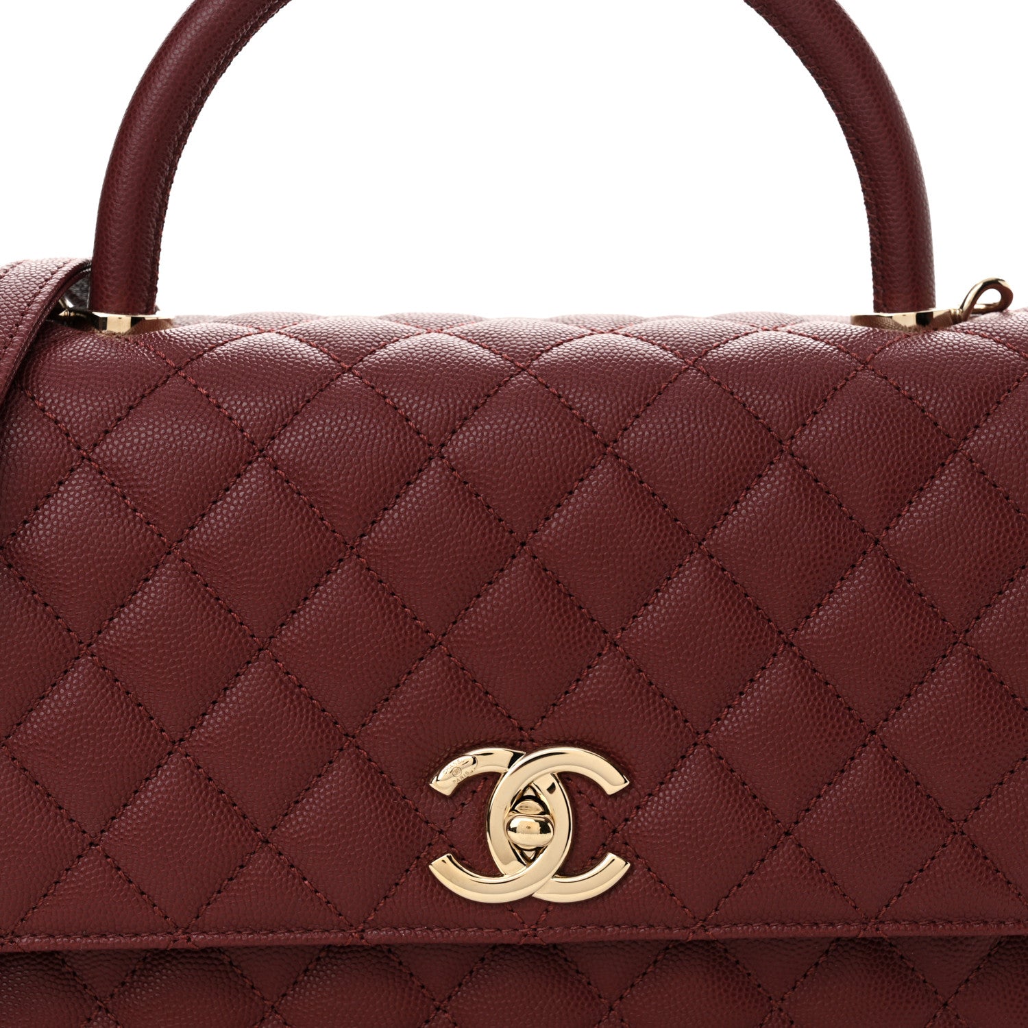 Chanel Caviar Quilted Small Coco Handle Flap Burgundy 8 of 10