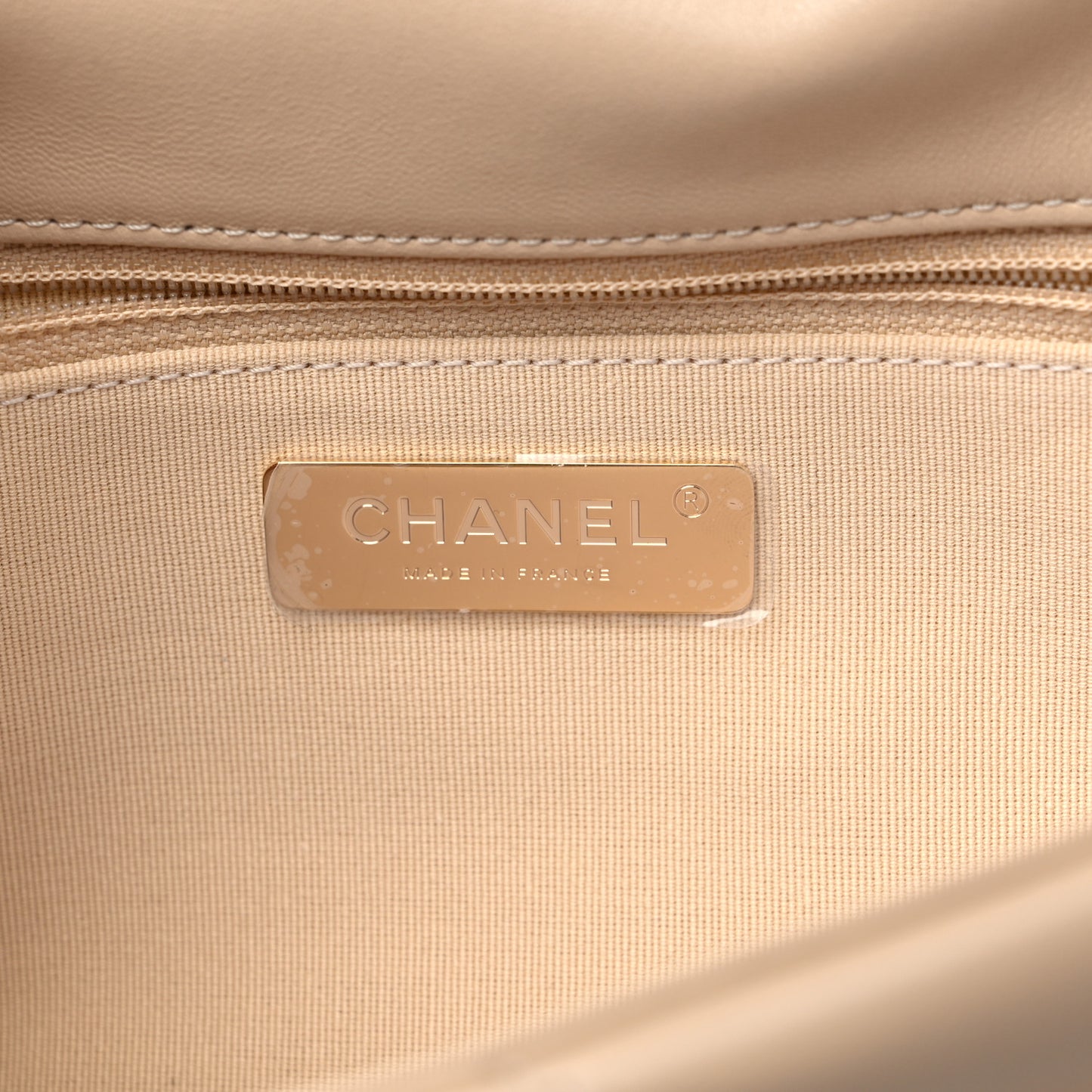 Lambskin Quilted Medium Chanel 19 Flap Light Beige