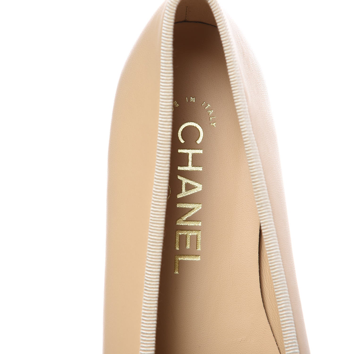 Chanel Lambskin Cap Toe CC Ballerina Flats 36.5 Beige Black 7 of 9