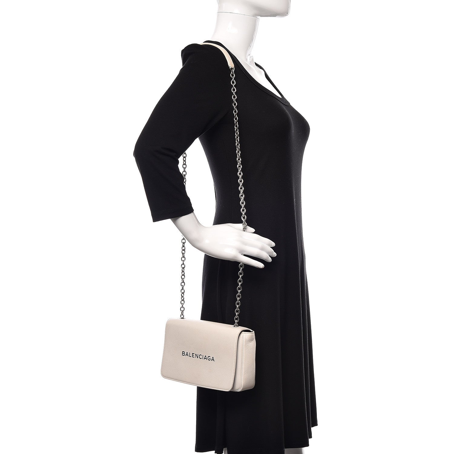Balenciaga Pebbled Calfskin Everyday Chain Wallet White 2 of 10
